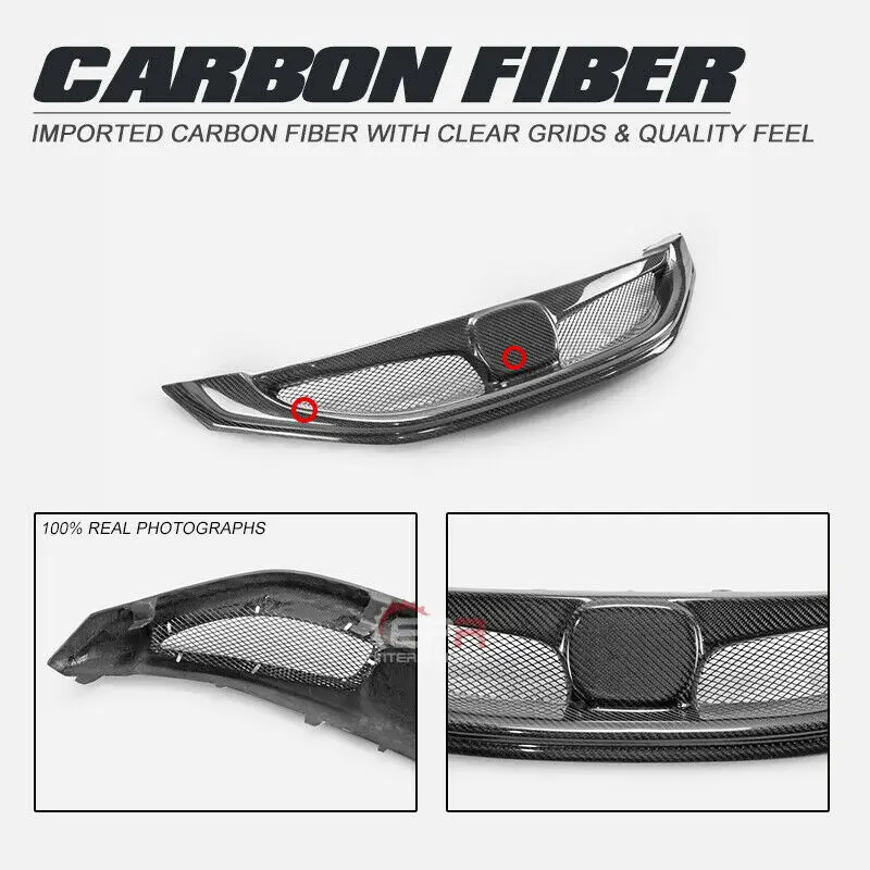 

For Honda 9.5th Gen Civic 14-15 FB2 FB4 FB6 EPA-style Carbon Fiber Front Bumper Grille Mesh Grill Cover Trim Bodykits