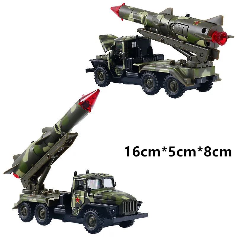 Kinderen Militaire Model, 1:36 Alloy Pull Back Geluid En Licht Rocket Kraan Auto, Missile Launcher Speelgoed, groothandel Hot Geschenken