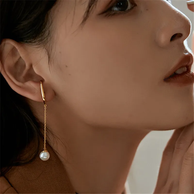 Fashion Exquisite Sense Of Senior French Earring Super Fairy Pearl No Ear Hole Ear Bones Clip Wedding Banquet Women Jewelry Gift