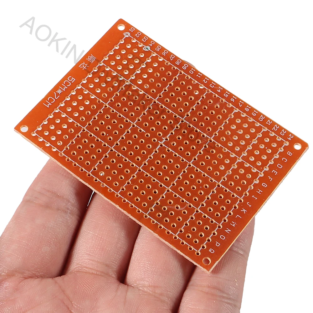 Perfboard de cobre, 20 unidades, placas PCB compuestas de papel (5 cm x 7 cm), placa de pruebas Universal, placa de circuito impreso de una cara