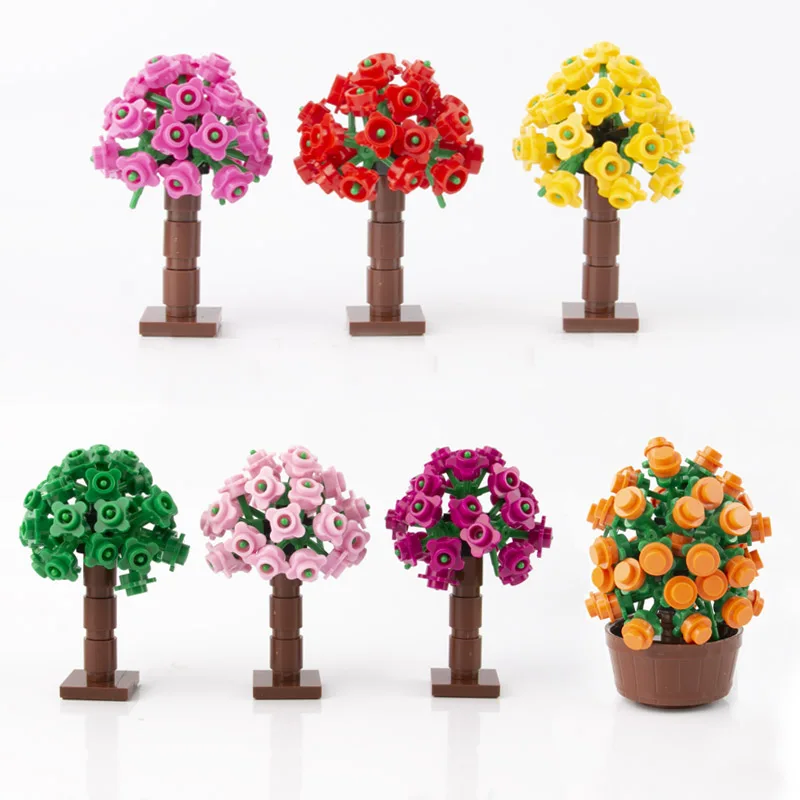 Plants Building Blocks Garden Park Flower Orange Tree MOC City Accessory Bricks Christmas Decoration DIY Toys for Children C144