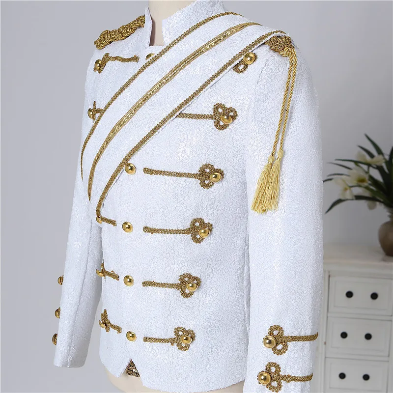 Plus Size S-5XL Jacket!High Quality Michael Jackson Concert Dance Stage Costume Uniforms Moonwalk Stage Costumes Sequins Coat