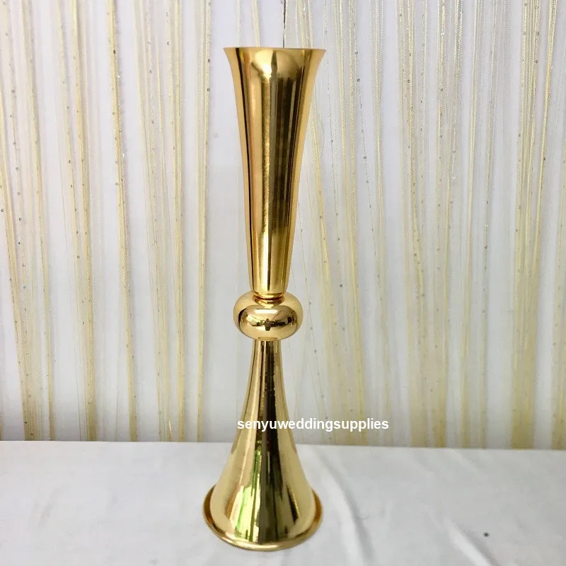 New trumpet shape gold flower stand table centerpiece for wedding decoration senyu2451