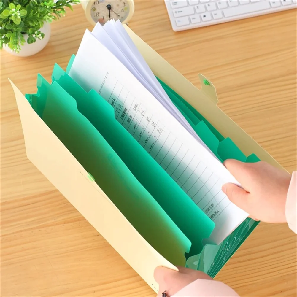 Expanding File Folder 5 Pockets Portable A4 Letter Size Expandable File Wallet Accordion Document Organize Office Desk Organizer