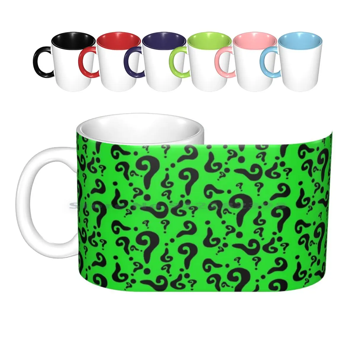 The Riddler Ceramic Mugs Coffee Cups Milk Tea Mug Riddler Villain Green Question Mark Comics Comics Jim Carrey Question Jim