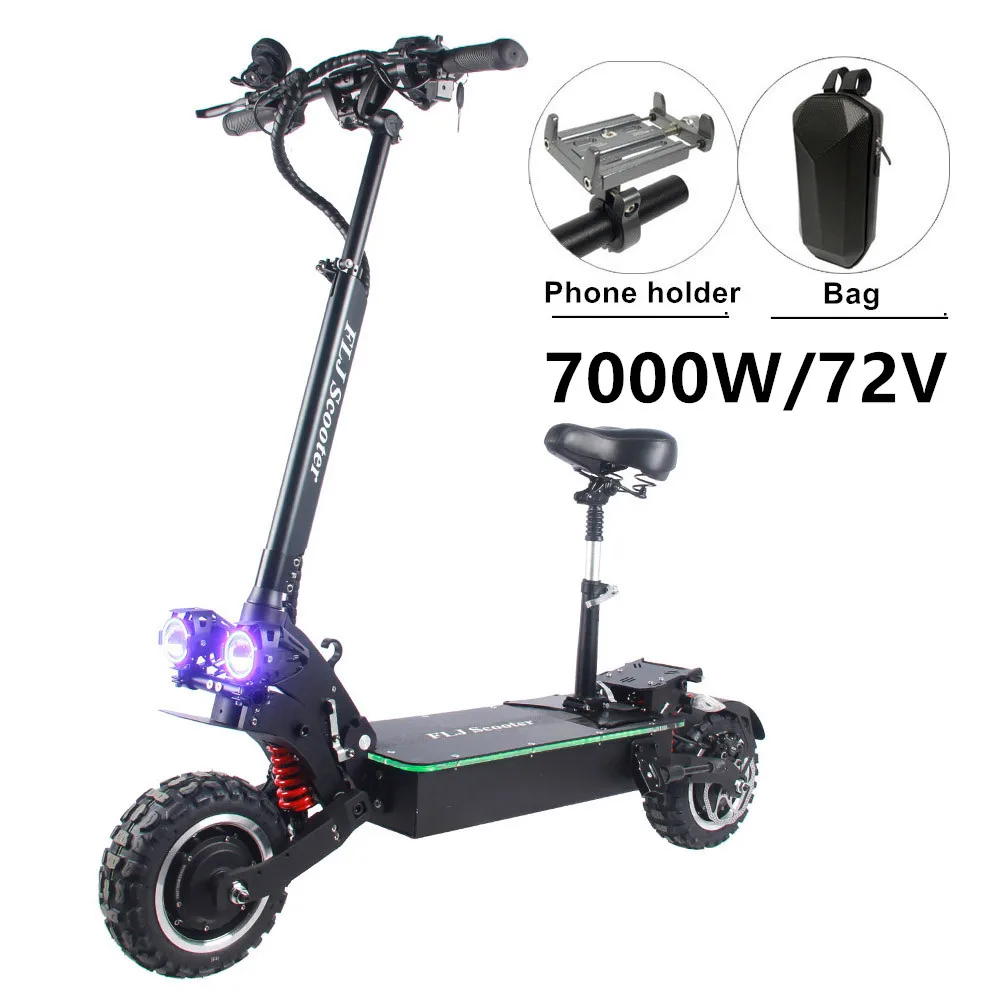 FLJ 72V 7000W kick Scooter electric with 11inch Dual motor engines fat tire elektro adult scooter