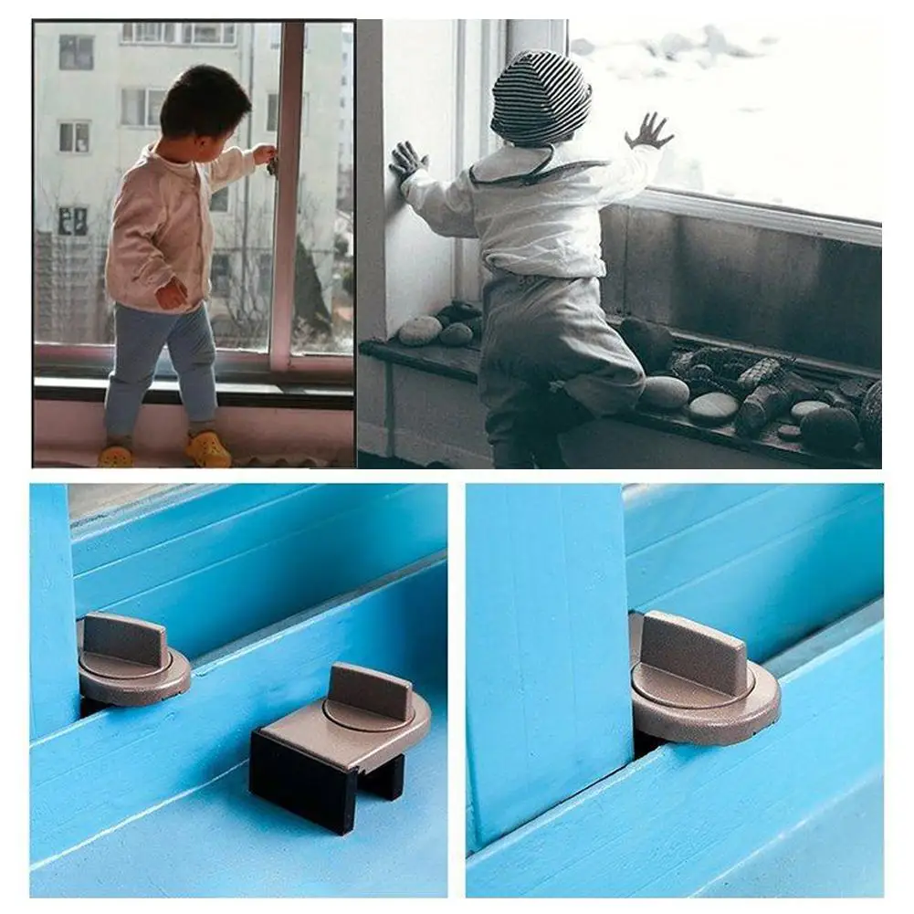 Vanzlife Locks On Windows Security Door Latch Mobile Window Insurance Lock Anti-theft Protection Lock Window Stoppers Home Deco