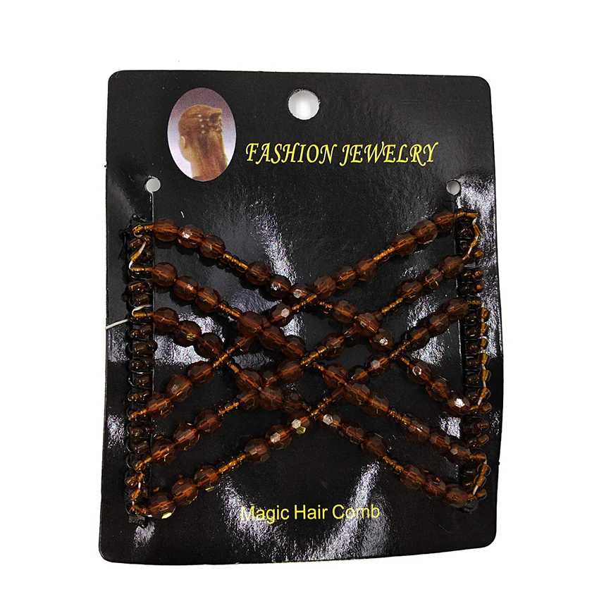 탄성 헤어 클립 여성을위한 금속 스트레치 헤어 빗 더블 클립 여자 비즈 헤어 스타일링 빗, 8.5x7cm, 6 색