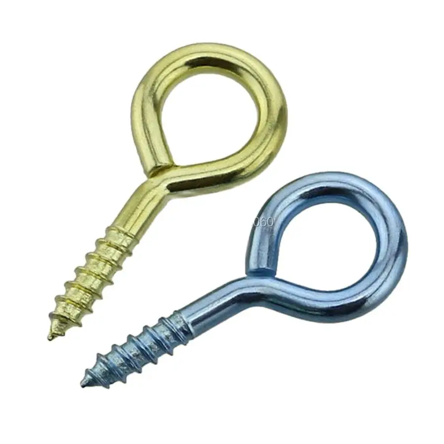 10#(ST4.8) 12#(ST5.2) 14#(ST5.9) Plated Carbon Steel Light  Hooks Eye 고리나사 Self Tapping Thread Screw With Rings 200pcs/Lot