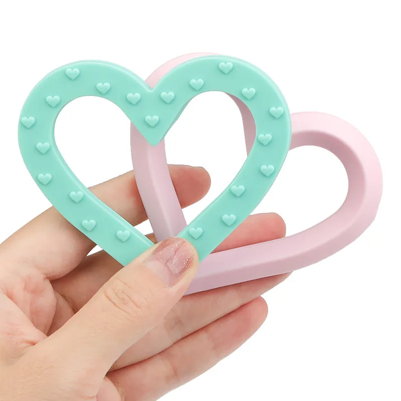 TYRY.HU 3pc Cartoon Heart Round Baby Silicone Teether Rodent BPA Food Free Silicone Teeth Nursing Pacifier Clip Silicone Bead