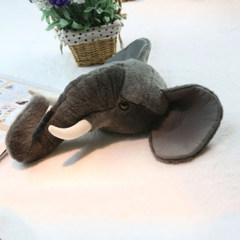 New pp cotton wall decoration simulation animal head stuffed plush toy elephant head doll ornaments squatting