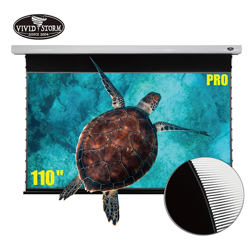 

VIVIDSTORM 110 Inch PRO Slimline Motorized Ceiling Projection Screen CLR Ambient Light Rejecting 4K Ceiling Projector Screen