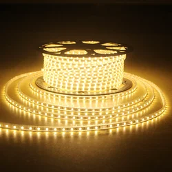 Warm White LED Strip Light Waterproof AC 220 Strip LED Ribbon RGB 5050 LED Tape Flexible Lighting With EU Plug 5m 15m And Screws