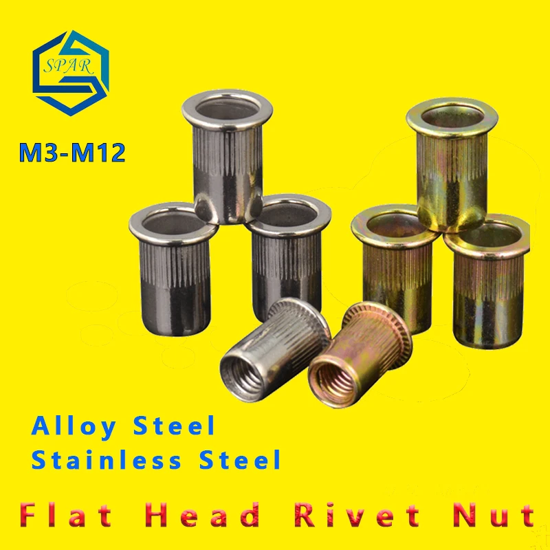 Rivet Nut [M3 M4 M5 M6 M8 M10 M12]  Knurled Nuts Rivnut Flat Head Threaded Rivet Insert Nutsert Cap  pull cap flat head Rivet