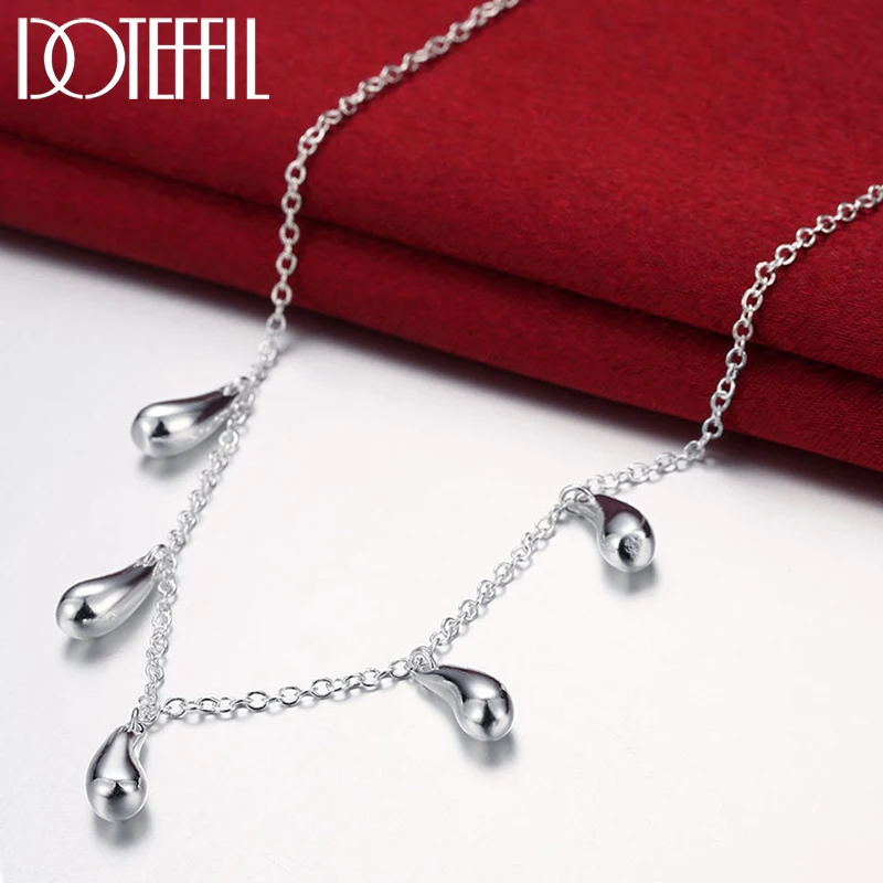 

DOTEFFIL 925 Sterling Silver Five Water Droplets/Raindrops Pendant Necklace For Women Charm Wedding Engagement Fashion Jewelry