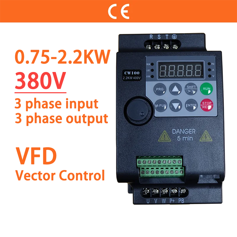 Vfd Conversor de Frequência Variável Econômico Motor Velocidade Controle Vetorial Pequeno Inversor 0.75kw 1.5kw 2.2kw 3hp 380v