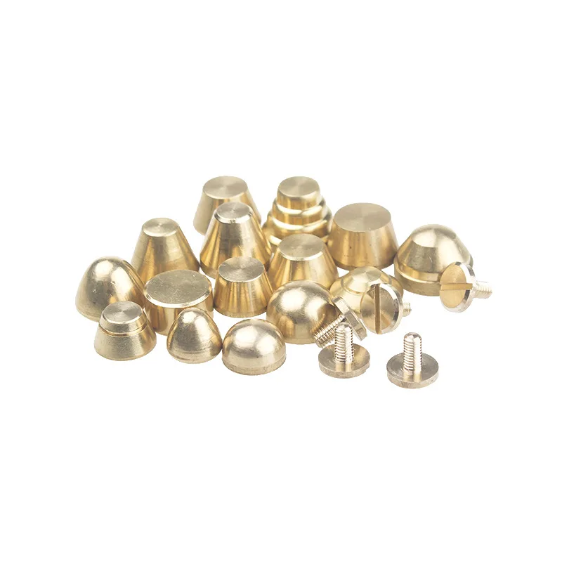 XUNZHE 10 Pcs Solid Brass Button Rivets Handmade DIY Accessories Material Embroidery Belt Bag Decorative Barrel strap Rivets