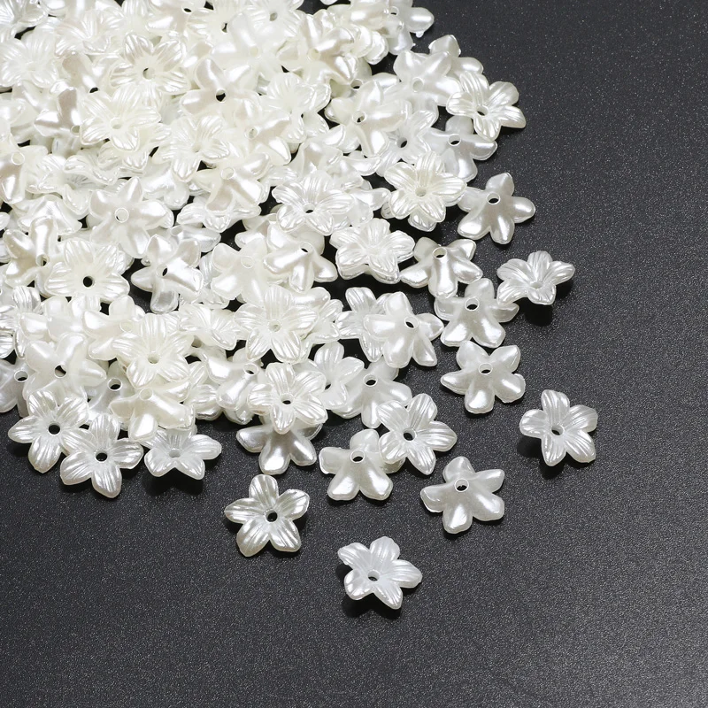 200pcs/Lot 11mm Flower Loose Spacer Beads Creamy For DIY Hair Clip Jewelry Making Accessories Imitation Pearl Bracelet Supplier