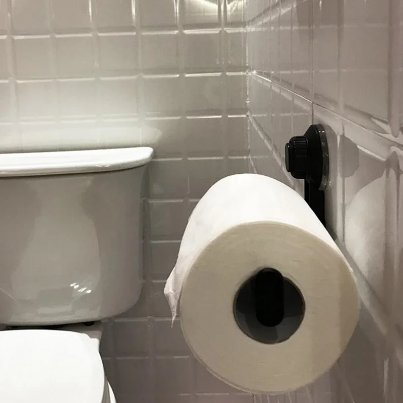 2PCS Wall Mounted Suction Cup Toilet Paper Roll Holder Bathroom Tissue Storage Organizer - Clear