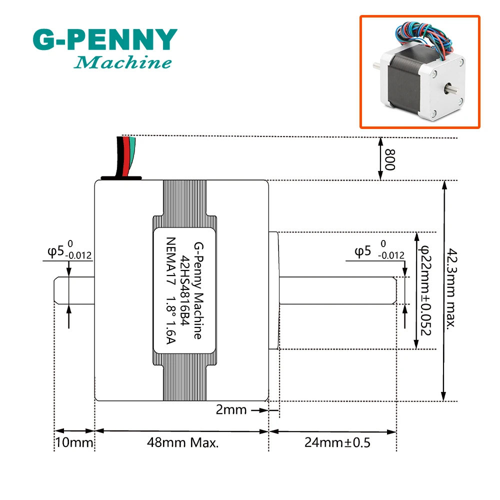 NEMA17 CNC stepper motor 42 x 48mm doube shaft for sale 0.44 N.m 1.6A  stepping motor 63 Oz-in for  Engraving machine 3D printer