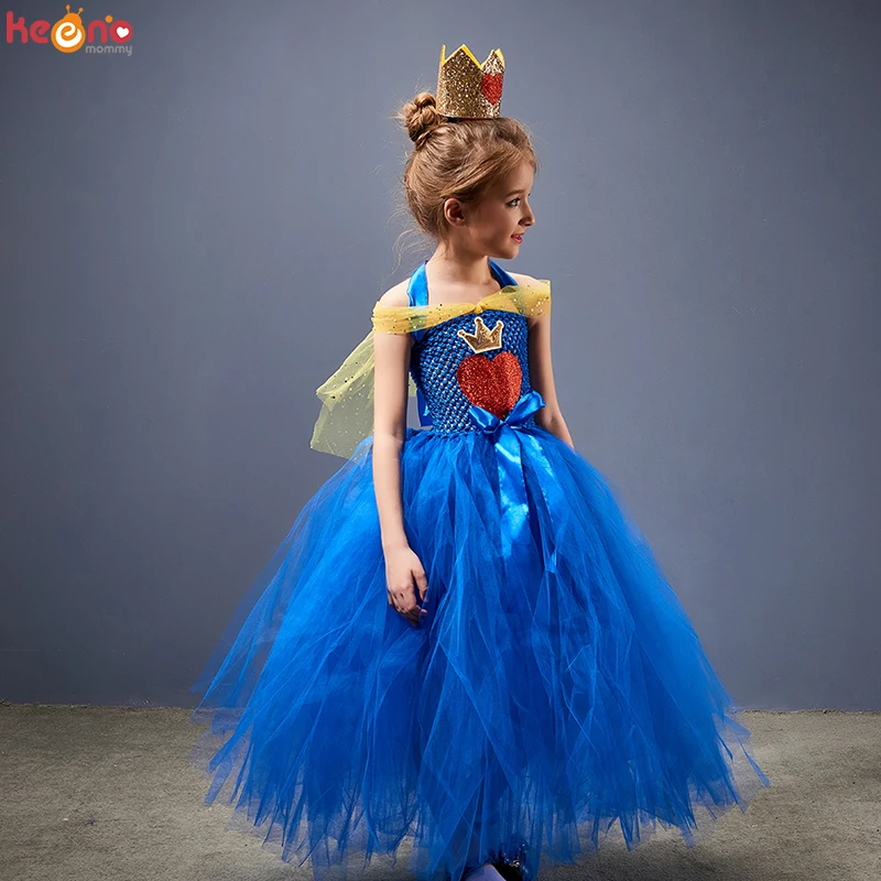 Evie Descendants inspired Coronation Girls Tutu Dress Kids Halloween Birthday Party Fancy Gown Costume Evil Queen Clothing