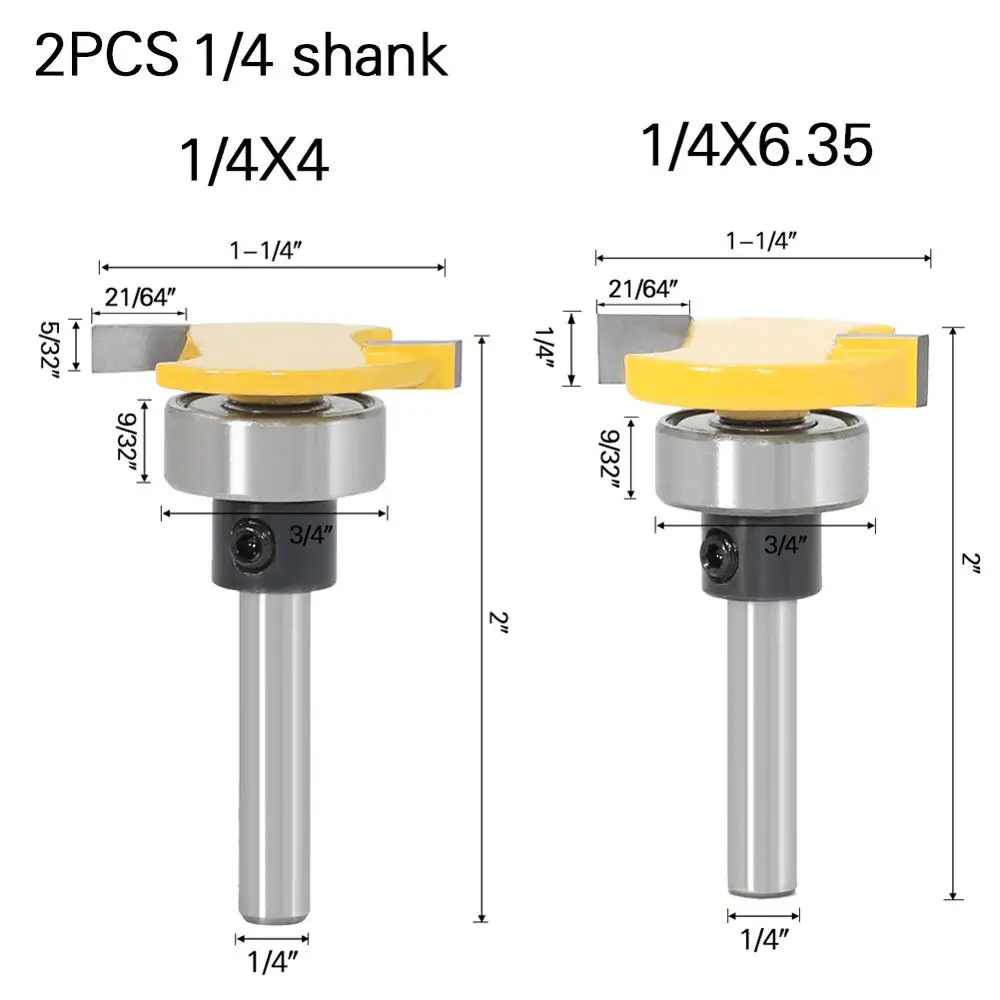 6mm 1/4in shank Handle belt bearing T Cutter Slotting Router Bit Carpenter\'s Notch Knife Woodworking Tool