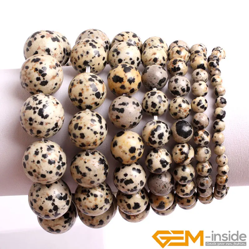 Natural Dalmatian Jaspers Bracelet 4 To16mm Stone Energy DIY Jewelry For Women Gift Adjustment