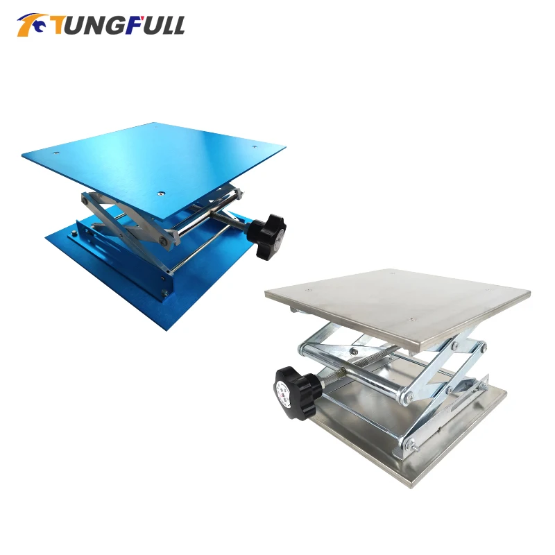 

Stainless Steel Lift Table Lab Plate Jack Aluminum Router Lift Table Spirit Level Lifting Stand Woodworking Manual Lift Platform