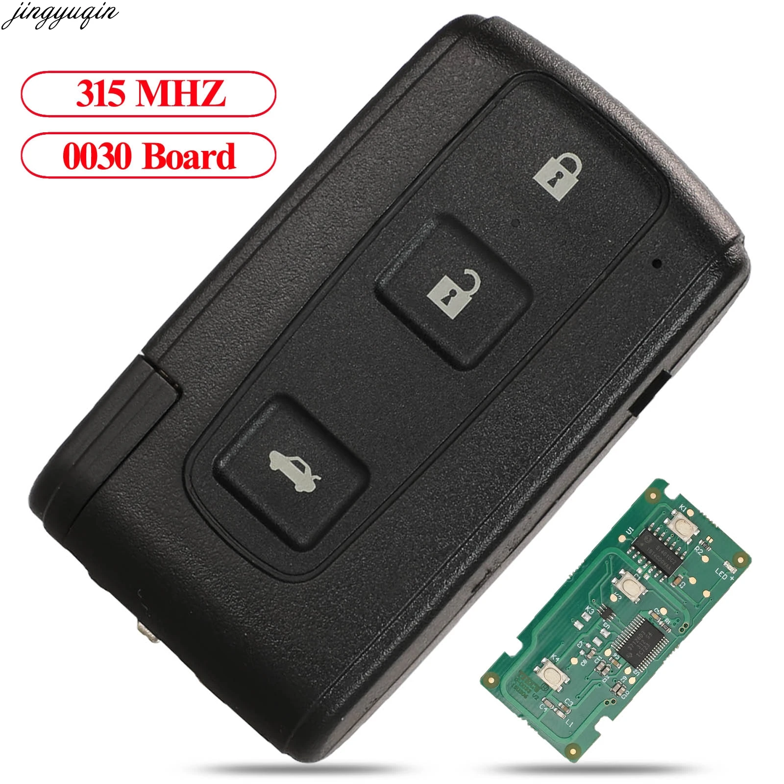 Jingyuqin Remote Control Car Key 315MHz with Chip For Toyota Crown 2006-2010 TOY48 Uncut Blade Number 0030 Board 3 Button