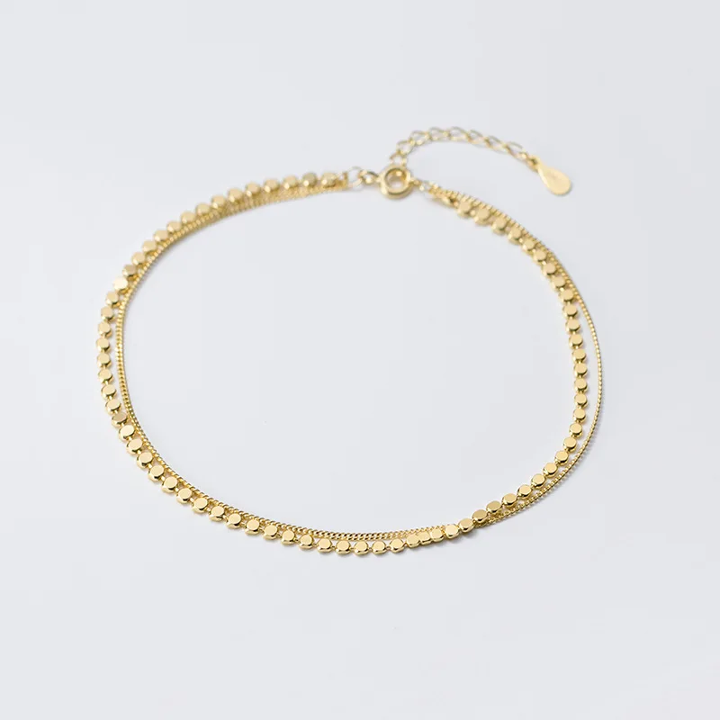MIQIAO Geometric Anklet Women 925 Sterling Silver Rose Gold Female Simple Fashion Chain For Ladies Sweet Aesthetic Jewelry Gift