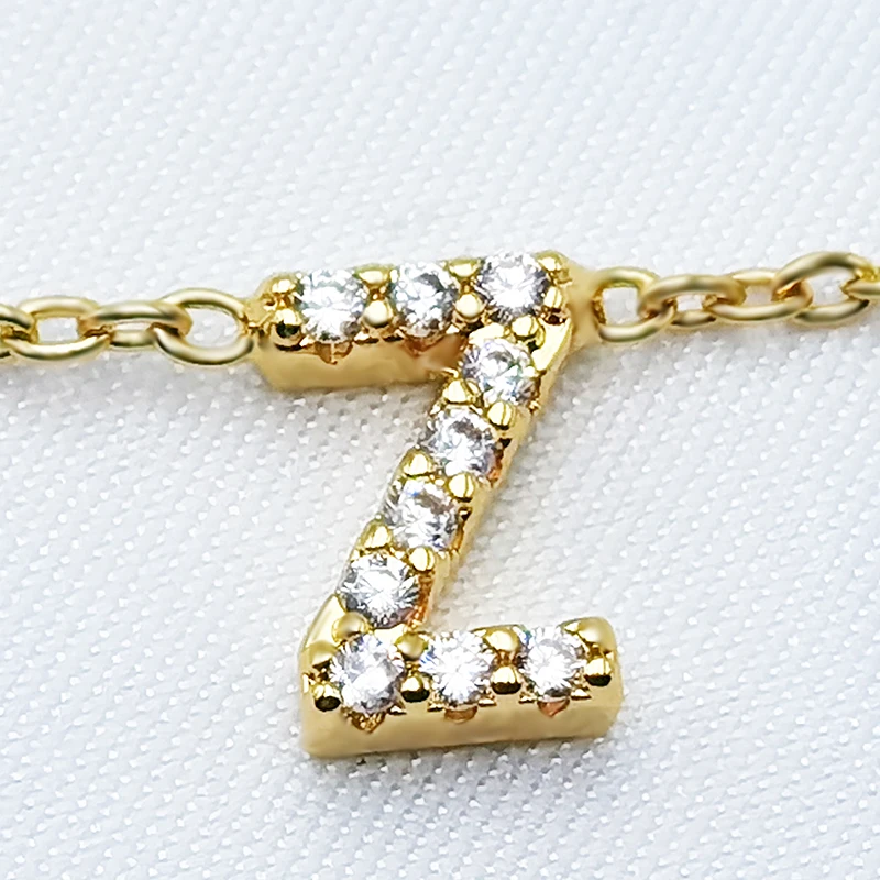 9MM Custom Initial Letter Necklace A-Z Zircon Personalized Name Pendant Crystal Nameplate Chain 18K Jewelry for Lover and Couple