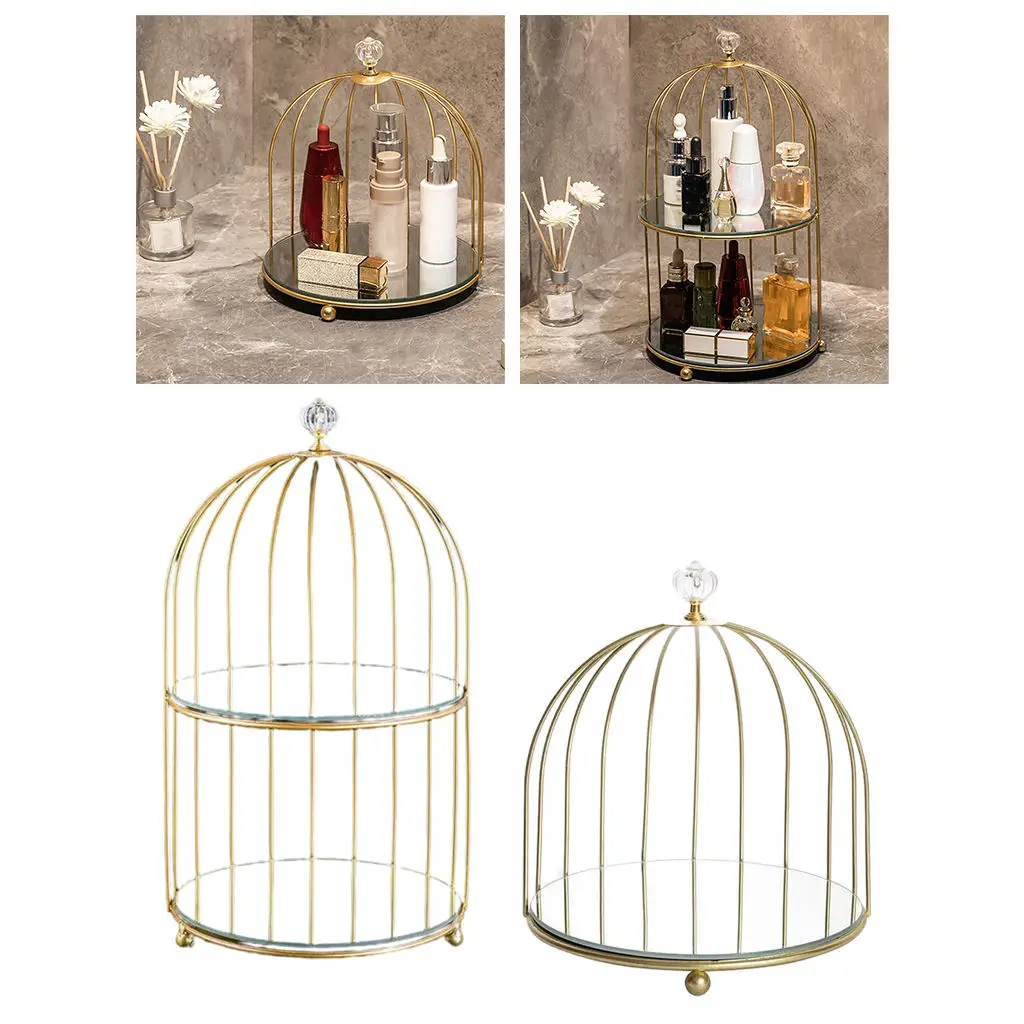 Bird Cage Makeup Organizer Storage Rack Holder Display Cosmetic Dresser Nordic for Dessert Cupcakes Serving Kitchen Home Cake