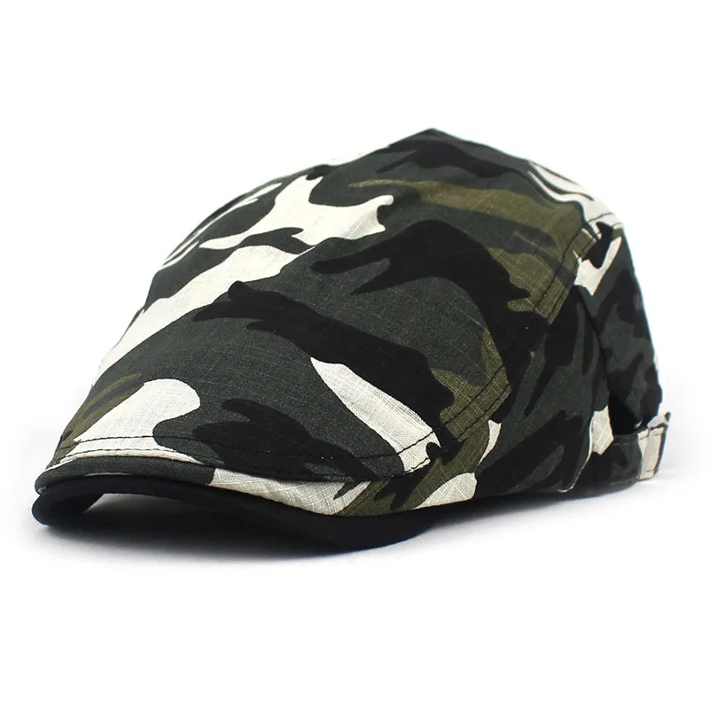 2024 Summer Camouflage Newsboy Caps Men Cotton Flat Peaked Cap Women Painter Beret Hats