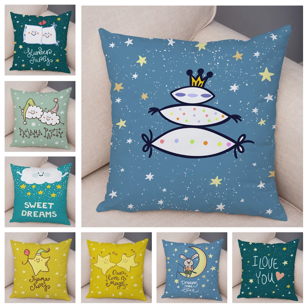 

Good Night Lovely Cartoon Animal Cushion Cover for Children Room Sofa Cute Stars Pillowcase Soft Plush Pillow Case 45x45cm