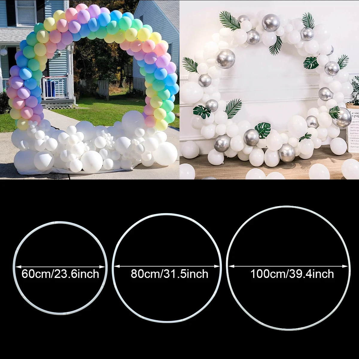 60/80/100cm DIY Balloon Arch Plastic Wreath Balloon Hoop Ring for Wedding Birthday Party Decor Kids Baby Shower Circle Garland