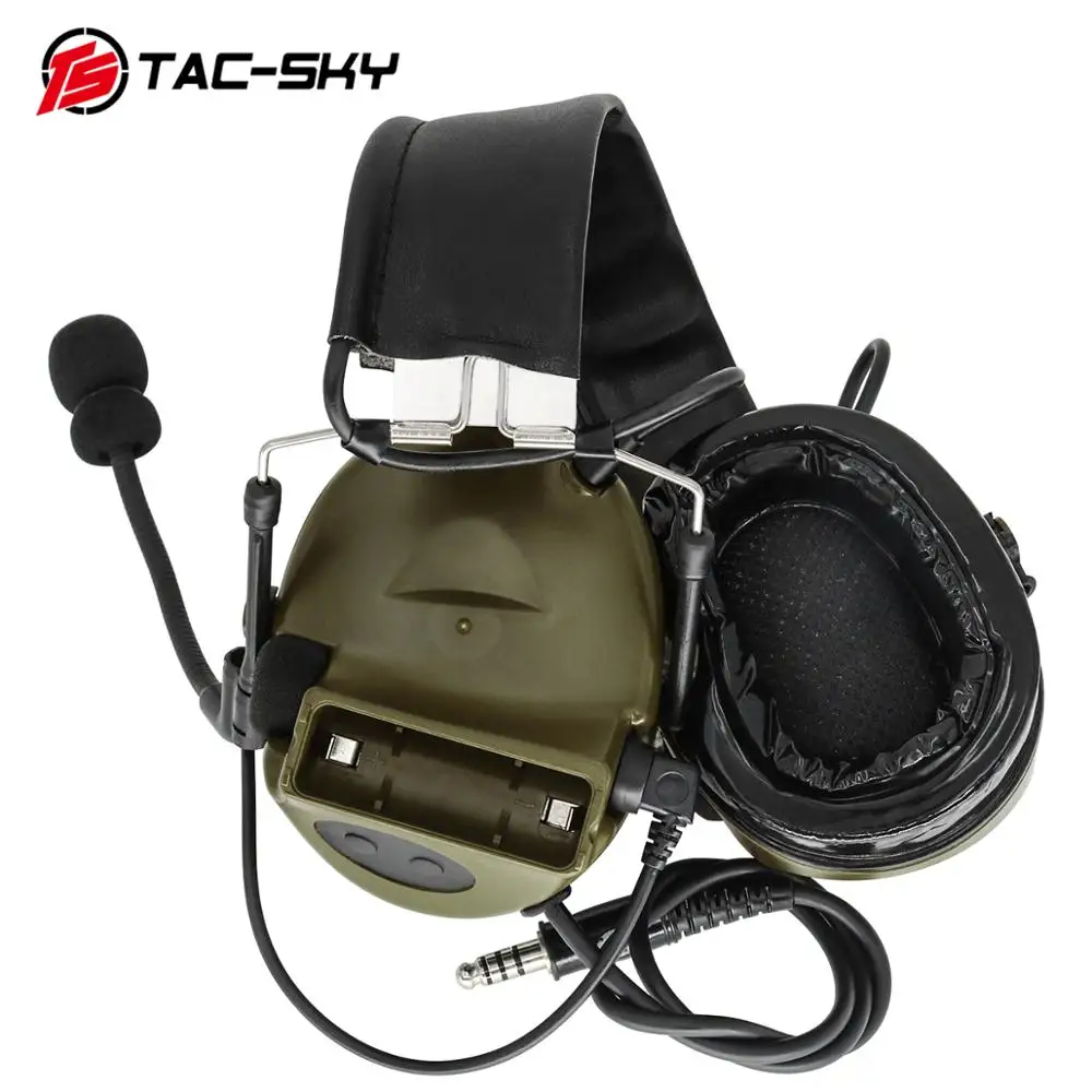 TAC-SKY comtac II ที่ปิดหูซิลิโคนลดเสียงรบกวนปิ๊กอัพทหาร Headset taktis FG + U94ปลั๊กเคนวู้ด PTT