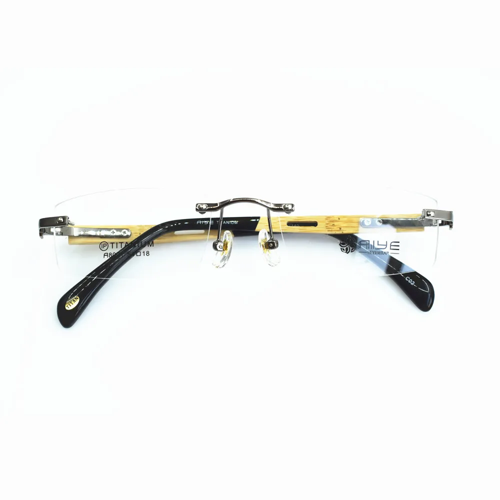 Pure Titanium Wooden Hand Made Rimless Eyeglass Frames Luxury Myopia Rx able Men Women Glasses Spectacles Top Quality