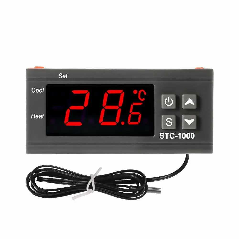 Stc-1000 10a 12v Digital Led Temperature Controller Cooling Heating Centigrade Thermostat 2 Relays Led Output Ntc Sensor Probe