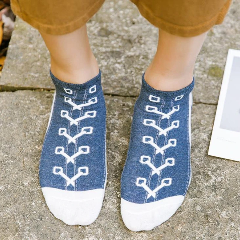 New Men Casual Socks Spring Summer Autumn Fashion Creative Denim Shoes Pattern Sock Japanese Korean Style Happy Women Sox