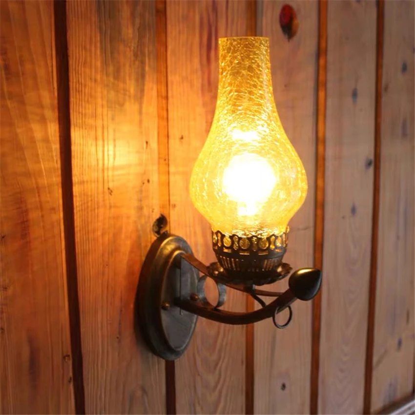 Chinese retro iron horse lamp kerosene wall lamps hotel aisle bar vintage corridor aisle antique wall