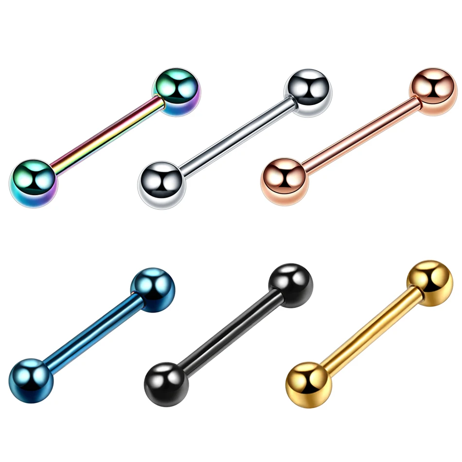 1PC Steel Heart&Ball Tongue Barbell Rings Langue Bar Tongue Piercing Sexy Nipple Ring Helix Earring Piercings Body Jewelry 14G