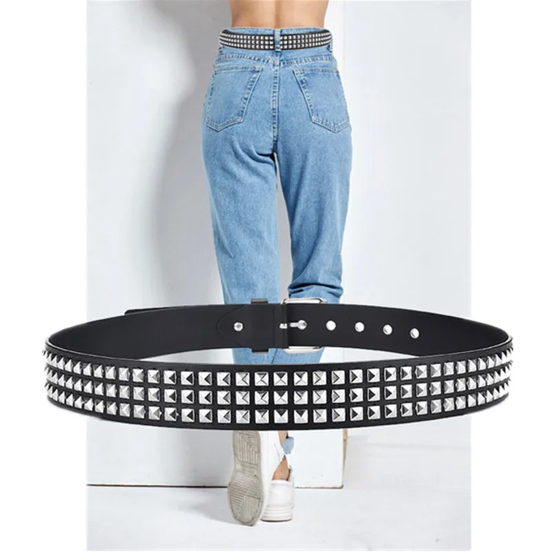 Pyramid Rivet Belt Punk Unisex Belt Hardware Jeans Belt Luxury Designer Belts Women High Quality Chain Belt