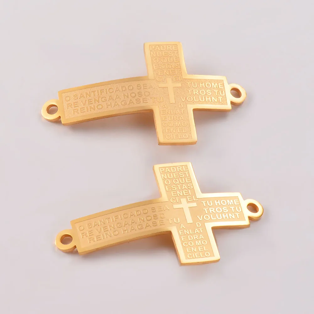 5Pcs Stainless Steel Cross Pendants Metal Fashion Charms Connectors for Bracelets DIY Jewelry Making Religious Cross Handmade