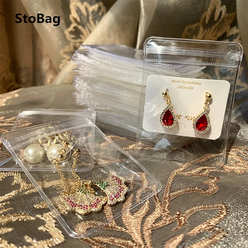 StoBag 25 Wires PVC Transparent Ziplock Bags Thicken Storage Gift Jewelry Packing Decoration Bag Small Size