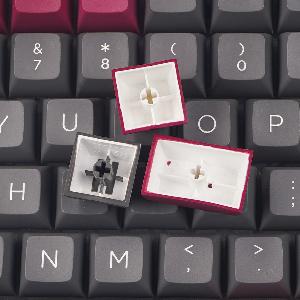 Cor cinzenta vermelha do perfil do osa 153 keycaps para o teclado mecânico do jogo do interruptor de cereja mx 1.45mm grosso 2 tampões chaves pbt do molde da cor