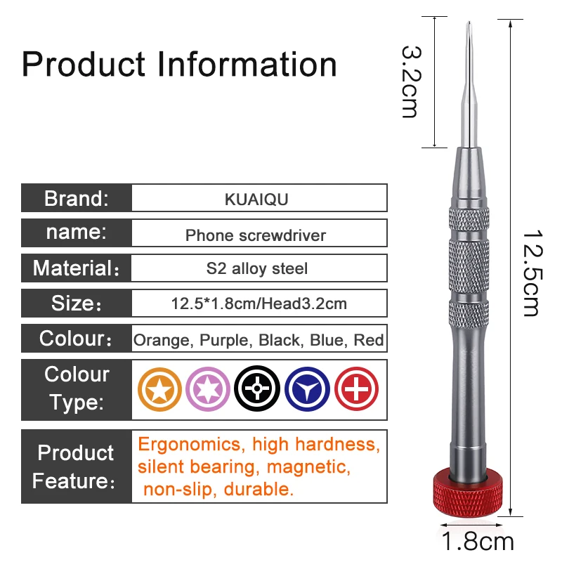 Screwdriver Set of Screw Driver Bit Set Multi-function Phone Repair Device Hand Tools Magnetic Cross Head Screwdriver T2 Cross