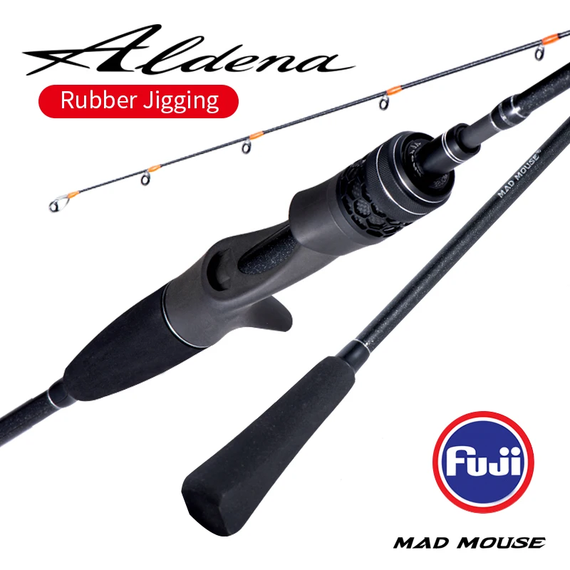 New MADMOUSE ALDENA Rubber Jigging Rod 1.9m 1.98m 6-7kg Drag Power PE0.6-1.5# Light Saltwater Boat Rod Casting Rod Rubber Rods