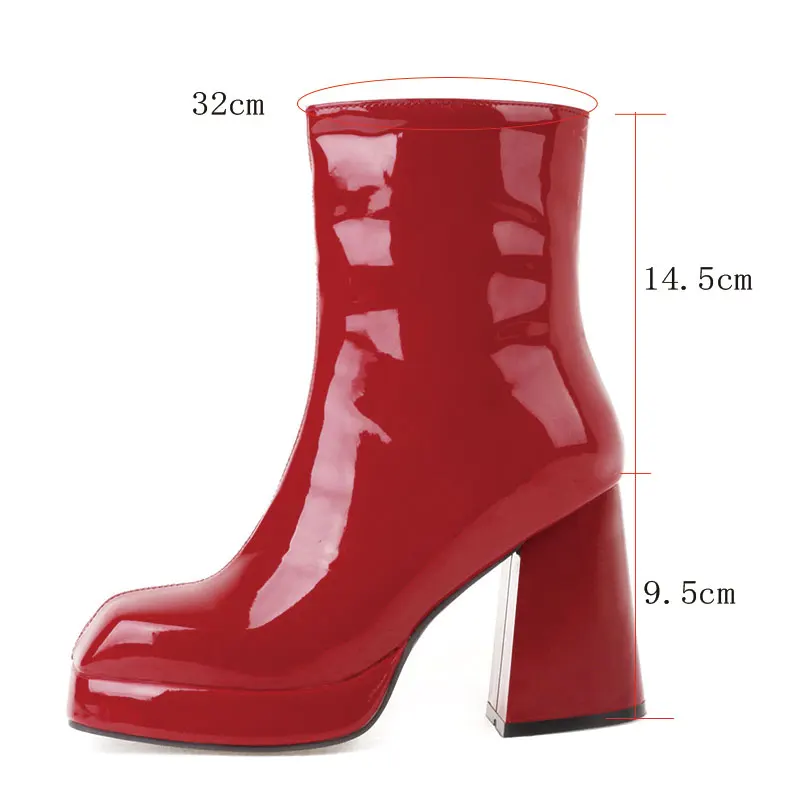 Lasyarrow New Platforms Boots Autumn Winter Women Ankle Boots Square Toe Thick High Heels Casual Concise Fashion Shoes Woman