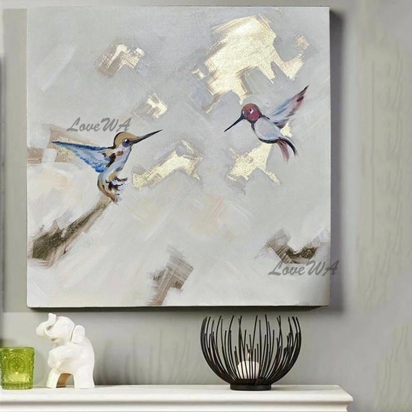 

Home Decoration Piece Two Cute Little Kingfisher Animal Paintings No Framed Modern Canvas Art Wall Picture For Restaurant