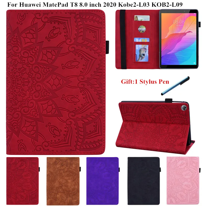 

3D Flower Embossed for Huawei MatePad T8 8.0 Case Kobe2-L03 KOB2-L09 Flip Stand Tablet Cover for Funda Huawei MatePad T8 8 inch